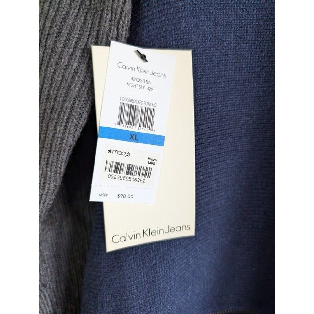 Calvin‎ Klein Jeans Sweater Women's XL Knit Cardigan Waterfall Zipper Boho NEW - Picture 9 of 11